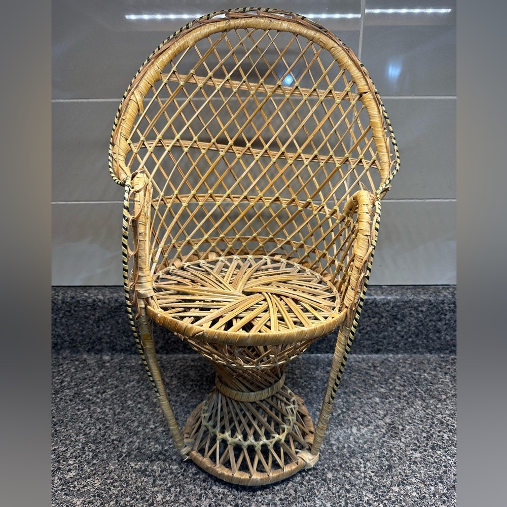 Vintage Wicker Peacock Plant Chair